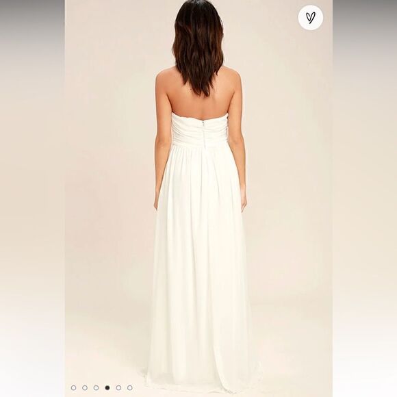 Lulu’s Love and Be Loved Ivory Strapless Maxi Dress Sz M - Picture 5 of 16